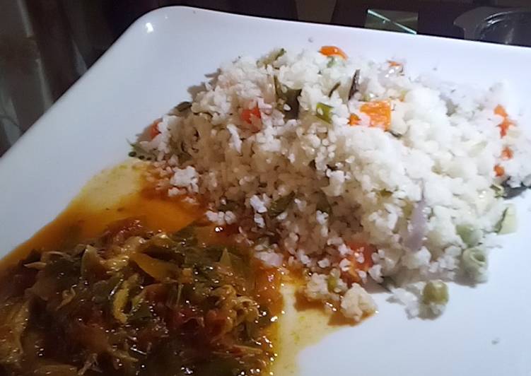 Miyan zogale with basmati rice alkubus