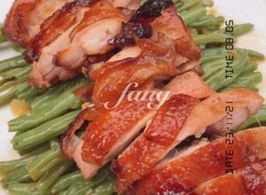 Foto resep Honey Soy Roasted Chicken with Garlic Green Beans