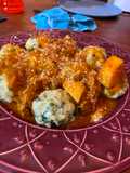 Ñoquis de acelga y papas con estofado