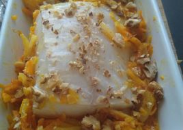 Papillote de poisson potiron et noix