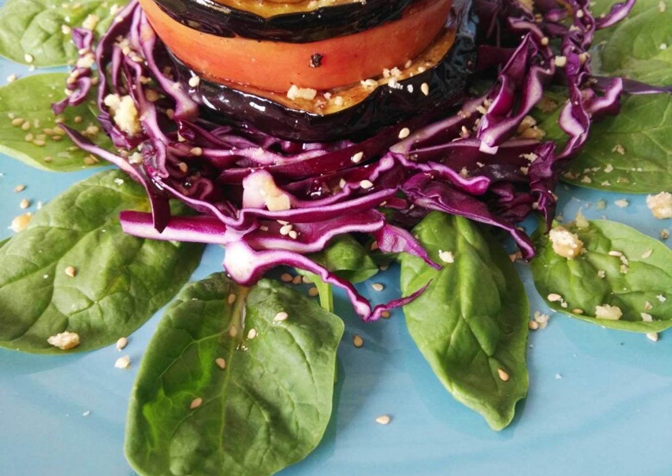 Ensalada de lombarda y berenjena