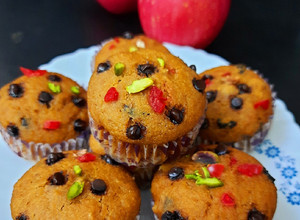 A picture of Eggless Apple Wheat Flour Muffin with Date Palm Jaggery.