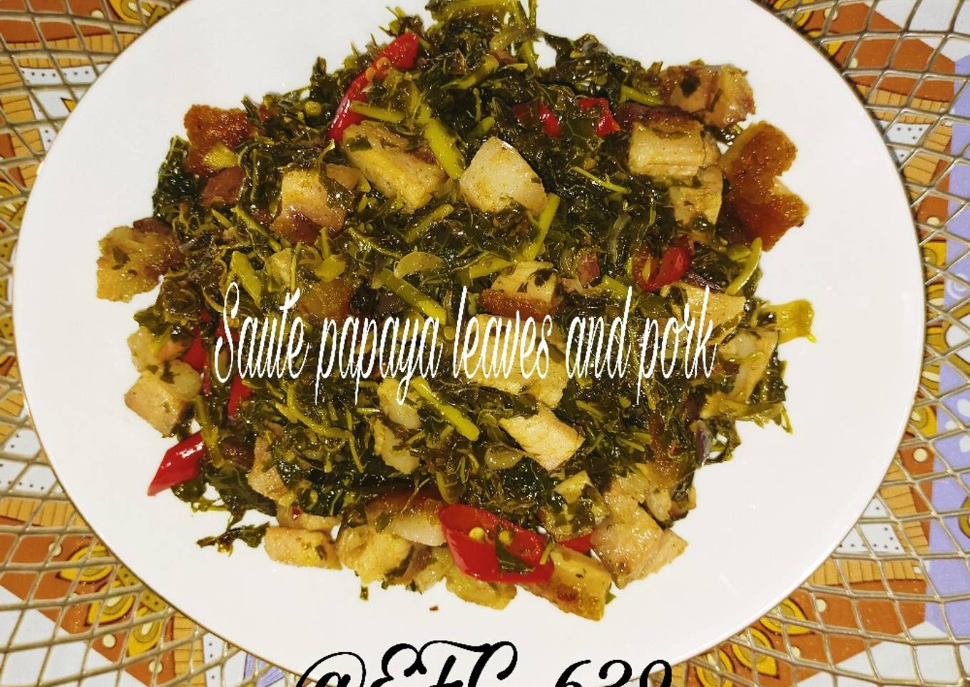 Tumis Daun Pepaya and Pork (No Halal) versi Ambyar Kitchen