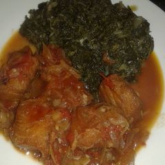 A picture of Beef stew served with Managu.