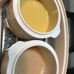 A picture of Steamed egg white and yolk (separately).