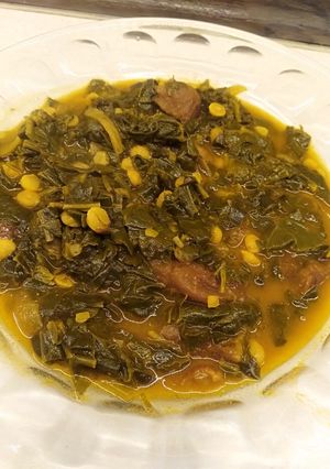 عکسی از دستور خورشت لپه، اسفناج