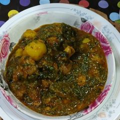 A picture of Mutton spinach fenugreek potato.