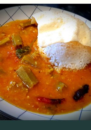 A picture of Okra sambar.