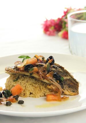 Meditteranean Grilled Seabass Filet with Cous Cous রেসিপির প্রধান ছবি