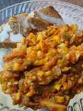 Habichuelas y calabacín amarillos en salsa de tomate🫓🧆🍅