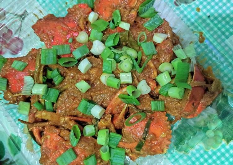 Masakan Populer Kepiting bakau pedas manis bumbunya tumpah tumpah Mantul Banget