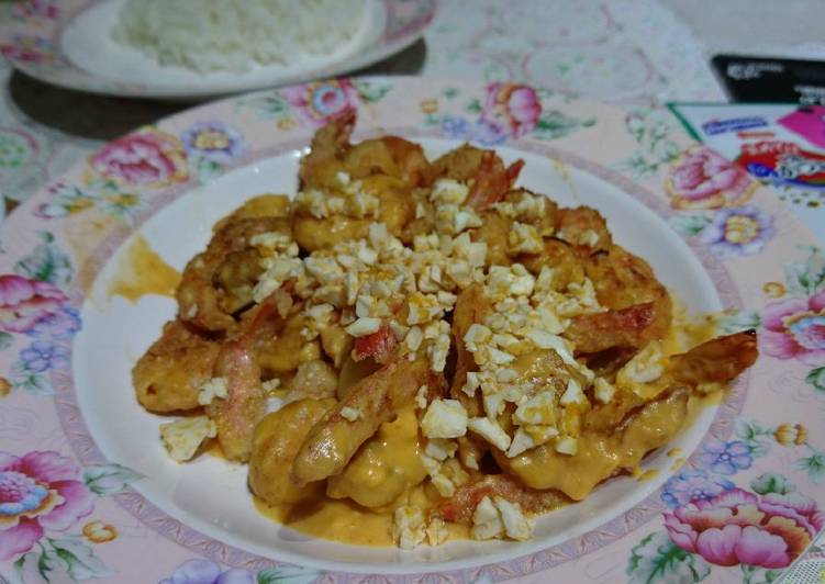 Resep Salted Egg Prawn simple Anti Gagal