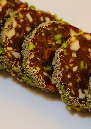 A picture of Khajur/Dates Burfi | Sugar-Free Dates & Dry Fruit Roll | Khajur & Nuts Burfi.