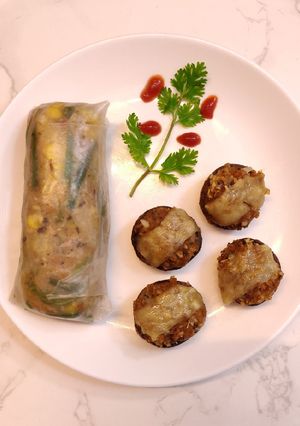 A picture of Stuffed Baked Mushrooms.