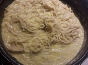 Una foto de Spaghetti en crema de elote