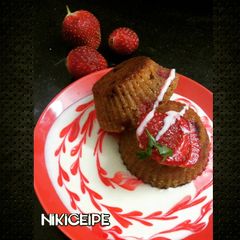 A picture of Strawberry oats jaggery muffin.
