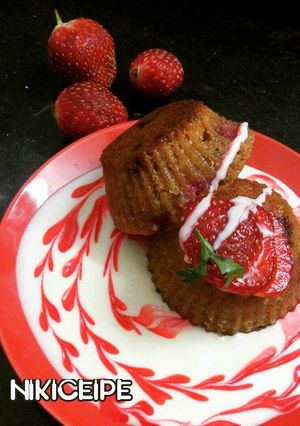 A picture of Strawberry oats jaggery muffin.