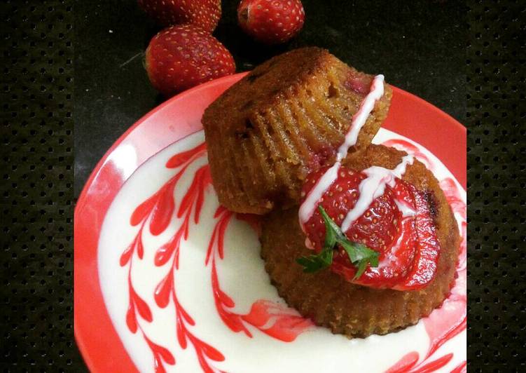 Strawberry oats jaggery muffin
