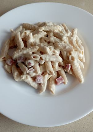 Una foto de Macarrones con crema de 🥭 mango