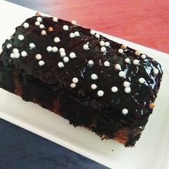 A picture of Microwave Chocolate Sponge Cake with Dark Chocolate Glaze.