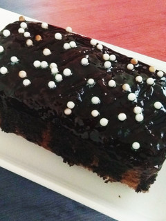 A picture of Microwave Chocolate Sponge Cake with Dark Chocolate Glaze.