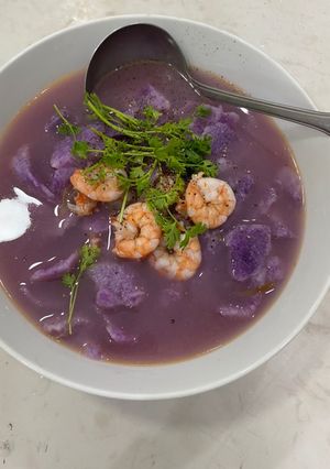 Hình của món Canh khoai tím tôm thẻ.