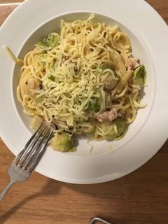 Spaghetti mit Rosenkohl-Sahnesauce Rezepthauptbild