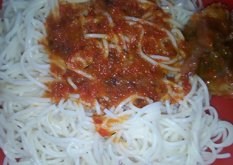 Spaghetti with stew
