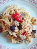 Noodles alle melanzane, pomodorini e crema con ricotta..🥰🥰🥰
