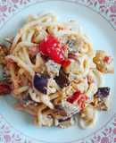 Noodles alle melanzane, pomodorini e crema con ricotta..🥰🥰🥰