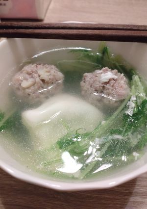 京都水菜肉丸湯 的食譜成品照片