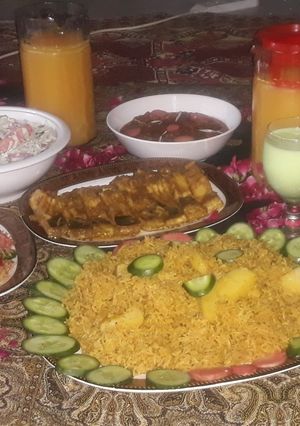 A picture of Sindhi style fish pulao.