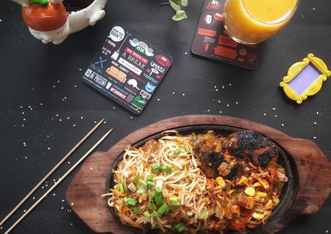 How to Make Perfect Hakka Noodles and Grilled Chicken Sizzler