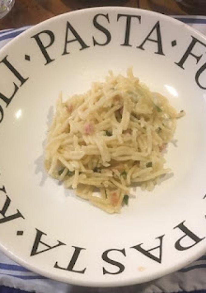 Una foto de SPAGHETTI CON TOCINO 🥓 Y QUESO 🧀