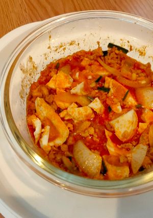 รูปของ ไก่บด ผัดไข่เค็มไมโครเวฟ สูตรไม่เผ็ดจ้า