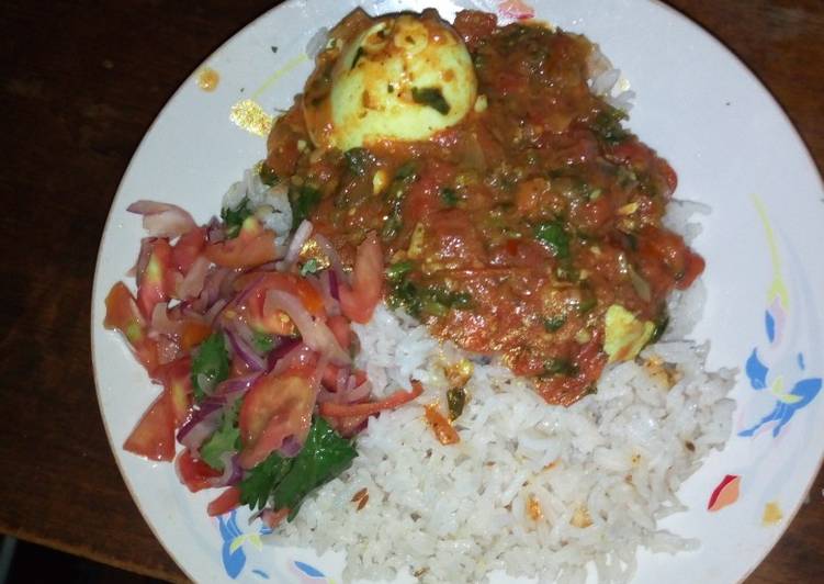 Recipe of Homemade Spicy egg curry and cumin rice