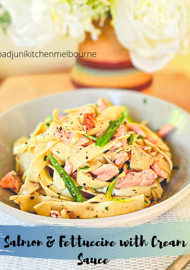 Foto resep Salmon & Fettuccine with Cream Sauce