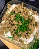 Đậu hấp trứng, thịt băm xào