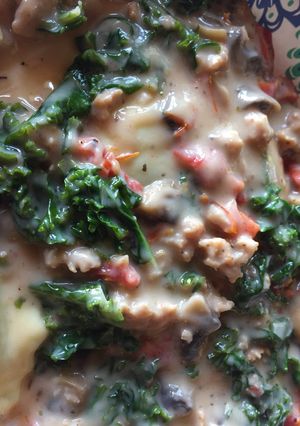 A picture of Creamy Italian sausage pasta sauce.