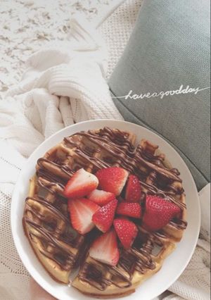صورة لوصفة وافل بالشوكلاتة 🍫🍓
