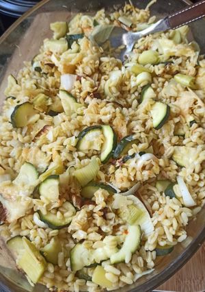 Une photo de Gratin d'ebly, poireaux et courgettes