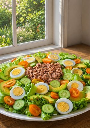 Hình của món SALAD cá ngừ hộp sốt dầu giấm.