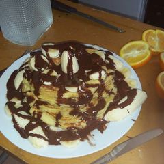 A picture of Chocolate Fountain Pancakes Tower.