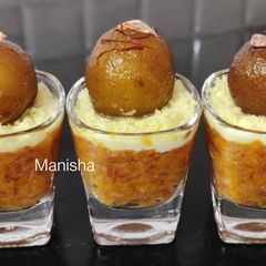 A picture of Gajar halwa-Gulab Jamun shots.