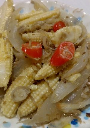 Hình của món Bắp non xào sả ớt.