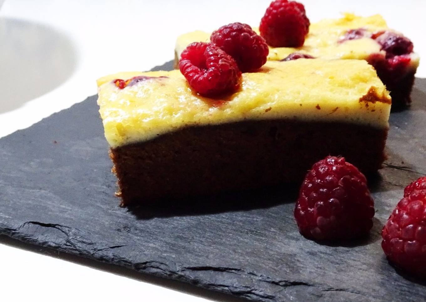 Brownie Cheesecake de Frambuesas Thermomix