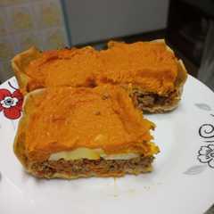Una foto de Pastel de zapallo con carne molida de pollo