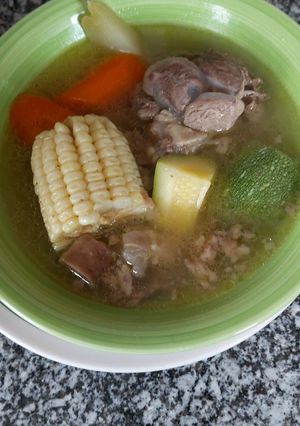 A picture of Beef Soup (Caldo de Res).
