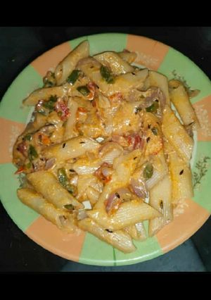 A picture of Cream cheese pasta.
