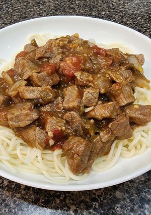 A picture of Dad's Tomato Beef.